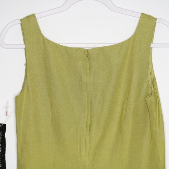 Donna Morgan VINTAGE Linen Blend Green Embroidered Floral Dress Size 6 NWT - Picture 10 of 10